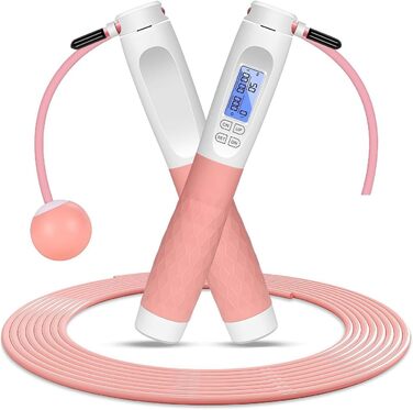 Стрибкове канат Flintronic з лічильником, для фітнесу, швидкий, регульований, з антиковзними ручками, для інтервальних тренувань HIIT, колір: білий