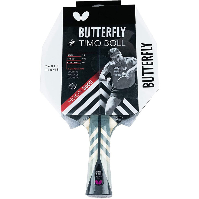 Ракета Butterfly Timo Boll Vision 3000 для настільного тенісу, професійна ракетка для просунутих гравців, ITTF сертифікований гумовий шар Wakaba, ручка конкавна