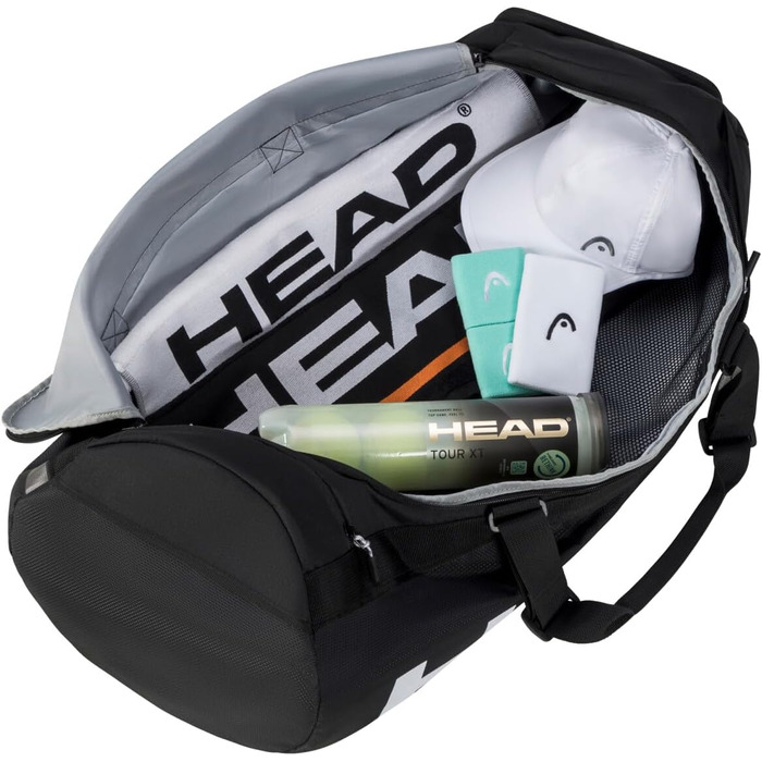 Спортивна сумка HEAD Tour Sport 50L чорно-біла для подорожей та тренувань