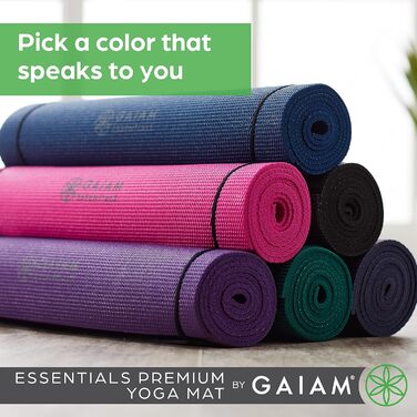 Йога-мат Gaiam Essentials з ременем, 183×61×0,6 см, високоякісний килимок для йоги