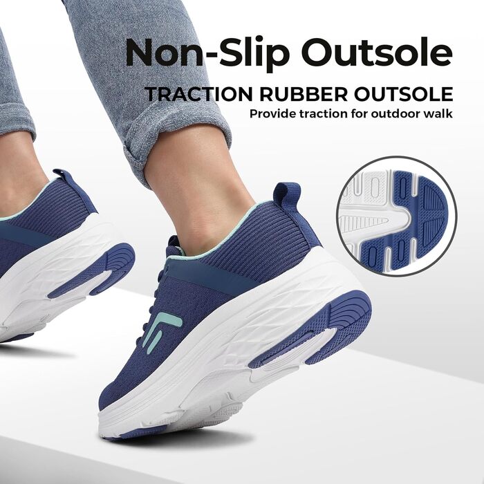 Жіночі кросівки FitVille для ходьби та бігу - широкі, дихаючі, з неслизькою підошвою, для занять спортом, фітнесом, джогінгом на вулиці. Колір: блакитний, бірюзовий. Розмір EU 39.5 V17