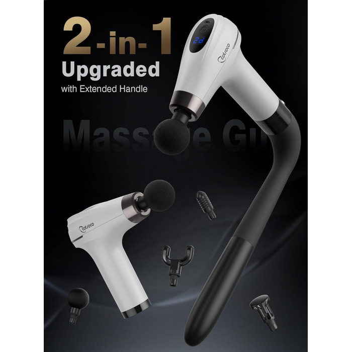 Масажер для тіла Cotsoco з подовженим насадженням, масажний пістолет для спини з 4 насадками та 6 рівнями швидкості, подарунок для чоловіків та жінок, чорний