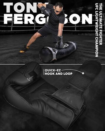 Боксерські рукавички RDX KARA з Maya Hide для муай-тай, кікбоксингу, MMA, спарингів та тренувань, чоловічі й жіночі, чорні, розміри 8-18oz