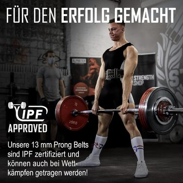 Пояс для пауерліфтингу Strength Shop 13 мм, сталевий подвійний язичок, IPF, для підйому ваги, захист спини, S, чорний