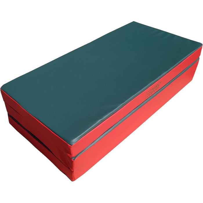 Складаний спортивний мат NiroSport 210x100x8 см для гімнастики, фітнесу та спорту, водонепроникний мат для тренувань, захисту та гостьового ліжка, зелено-червоний