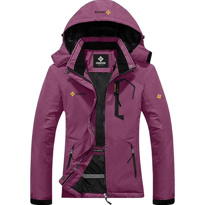 Жіноча водонепроникна гірськолижна куртка GEMYSE з флісовою підкладкою, вітрозахисна, з капюшоном, світло-рожевий колір