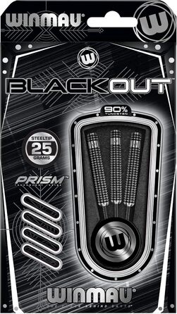 Дротики WINMAU Blackout Profi зі сталевим вістрям, вольфрамові, з оперенням та стрижнями (хвилі) для дартсу