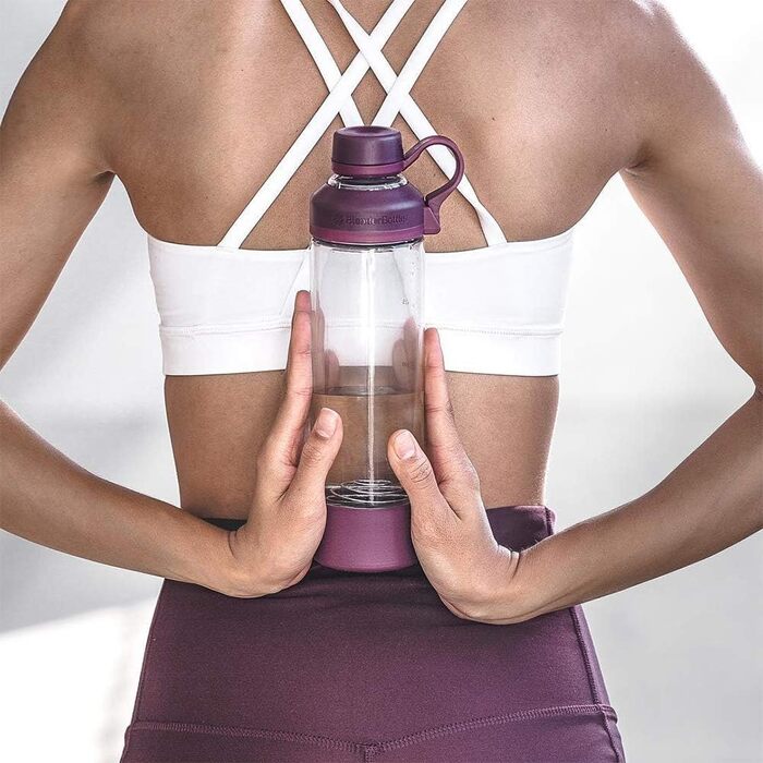 Скляна пляшка BlenderBottle Mantra з носиком та BlenderBall, для йоги, води та протеїну, BPA Free, 600 мл, фіолетова