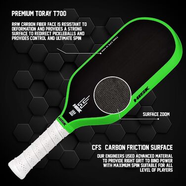 Паддл для піклболу RAV PRO Ultimate High End – преміум-якість, 16 мм, японський Toray T700, USAPA, зелений неслизький гріп