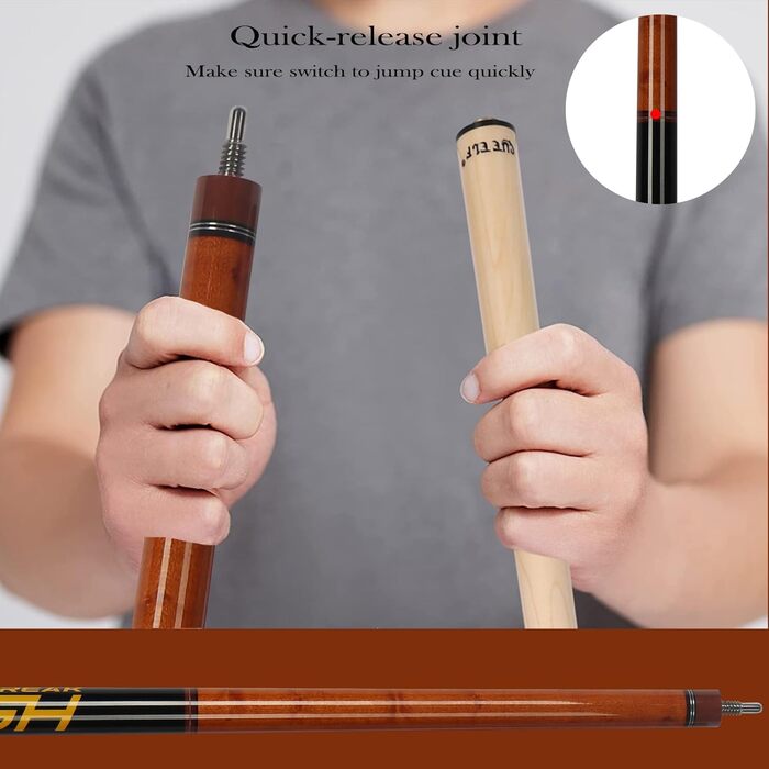 Більярдний кий Heavy Hitter Jump Break Poolqueue, 3 частини, 23 oz, Bakelit-верхівка для потужних стрибків