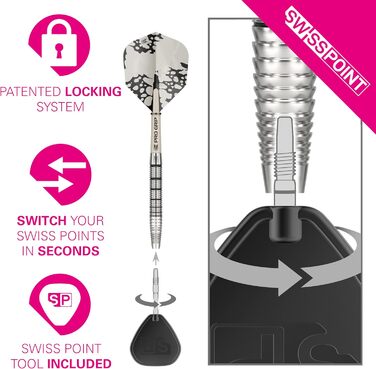 Дарти Target Darts EXO Edition 90% Tungsten (Вольфрам) 24g – Професійний набір сталевих дротиків з наконечниками Stahlspitze, Swiss Point, Pro Grip та польотами No.6