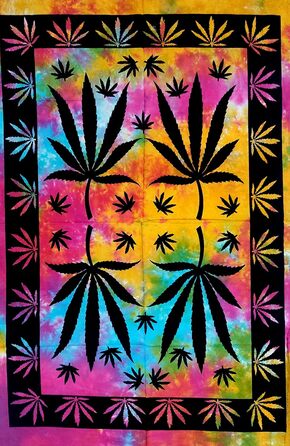 Гобелен настінний з коноплею, постер Cannabis, психоделічний декор для кімнати, бохо стиль, гобелен із зображенням листя марихуани, для гуртожитку, хіпі, Rasta