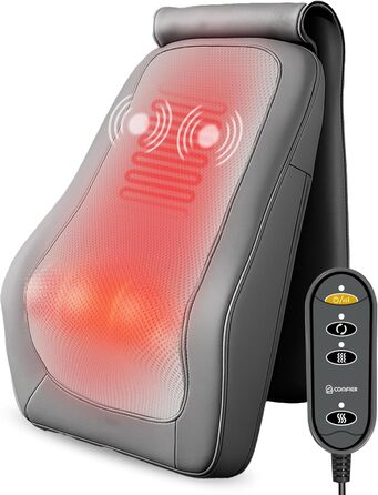 Масажер COFIER для шиї та спини з підігрівом, 4D шиацу, масажна подушка для плечей, спини, ніг, подарунок для чоловіків і жінок, сірий