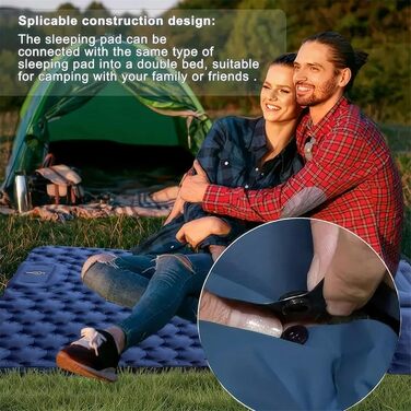 Саморозкладаюча туристична матрац-спальник для кемпінгу та відпочинку на пляжі, з педальною помпою та інтегрованим подушкам, 196x125 см, 2-місна