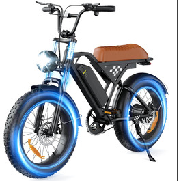 Електровелосипед Finbike з універсальними 20x4.0 дюймовими широкими шинами, знімним акумулятором 10.4Ah, 4 режимами їзди, запасом ходу до 100 км, для чоловіків і жінок