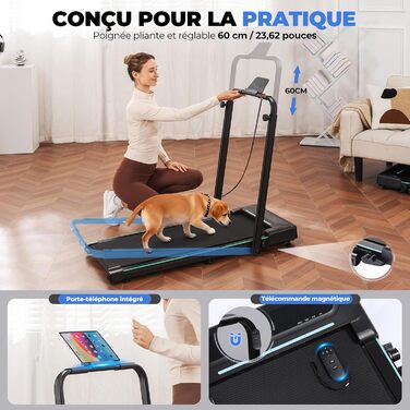 GTPLAYER Ходунка для ходьби, біговий доріжки для дому, складана з LED-дисплеєм та пультом, регульовані підлокітники, двигун 2.5 PS, фітнес, тренування, домашній фітнес, зелений