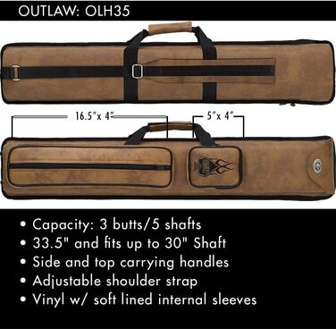 Чохол для бильярдного кия Outlaw Nexus - для 3 кия та 5 насадок, з дизайном Flammen