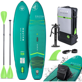Надувний SUP-борд Movino Stand Up Paddle Board 350 см (2in1 SUP Kajak) - комплект з аксесуарами, до 165 кг, 11'6', зварний рейлінг, 15 PSI (зелений)