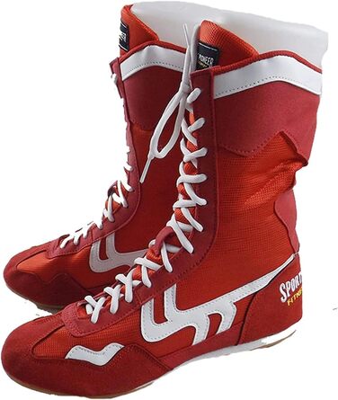 Боксерські кросівки High Top для жінок, легкі, для кікбоксингу та боротьби, комфортні, червоні (37 EU)