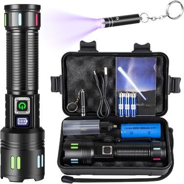 PEAKRO LED ліхтарик на акумуляторі, 5000mAh, USB-C, 5 режимів, тактичний, Zoom, IPX7, водонепроникний, для активного відпочинку та надзвичайних ситуацій