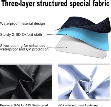 USHOP Мотоциклетний чохол для мотоцикла, скутера, ролера, мопеда, Outdoor XXL, 210D Oxford, UV-захист, з відбиваючими смугами, отвір для замка, вітрозахисні пряжки (245x105x125 см)