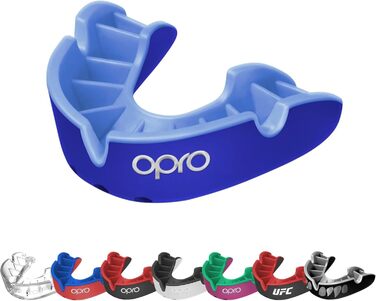 Захист для рота OPRO Silver Level для дорослих та дітей, з чохлом. Підходить для хокею, лакросу, регбі, MMA, боксу та BJJ UFC. Білий/Срібний