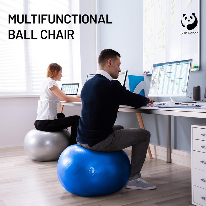 Гімнастичний м'яч Slim Panda 55-85 см, вибухозахищений, з насосом, фітбол для фітнесу, терапії, вагітних, балансу, для літніх людей