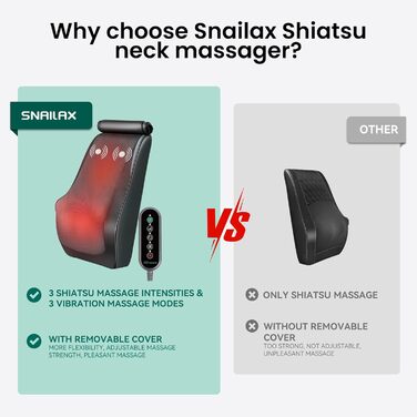 Snailax 4D шиацу масажер для шиї та спини з підігрівом і вібрацією, масажна подушка для плечей, подарунок для чоловіків і жінок