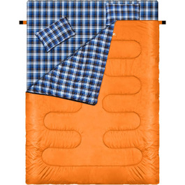 Сплячий мішок Outdoor Sportneer для 2 осіб: двомісний спальний мішок на 3 сезони, 220x150 см, 2.75 кг з 2 подушками, для дорослих, оранжевий (без фланелевої підкладки)