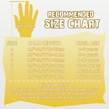 Воротарські рукавички WVVOU для дітей та підлітків, футбольні, з подвійним захистом, зручні, з супер зчепленням (жовті, розмір 9)