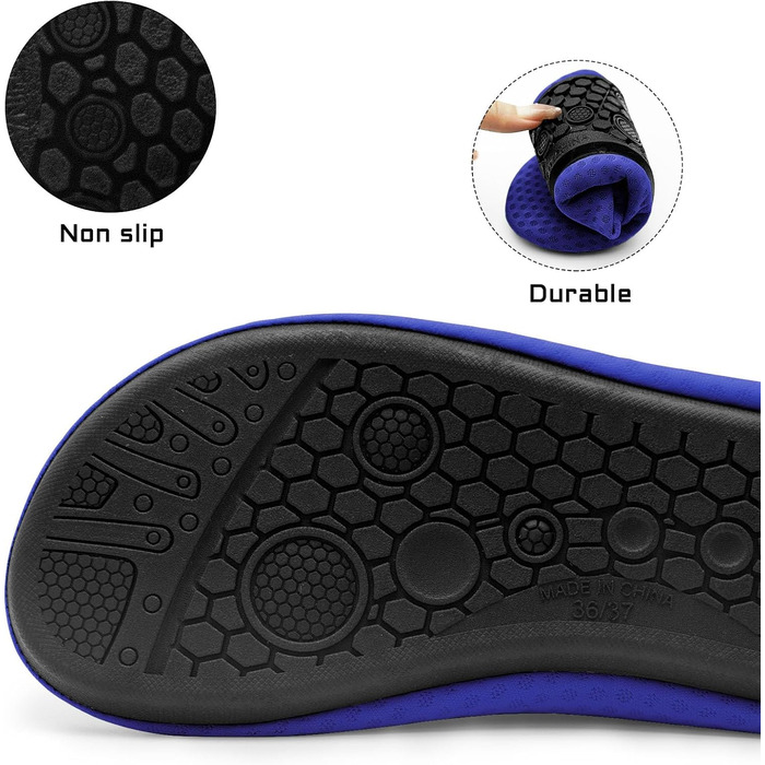 Водні тапки чоловічі та жіночі для плавання та йоги. Швидковисихаючі, дихаючі, зрізні. Розміри 34-45 EU, 40/41 EU. Колір: блакитний