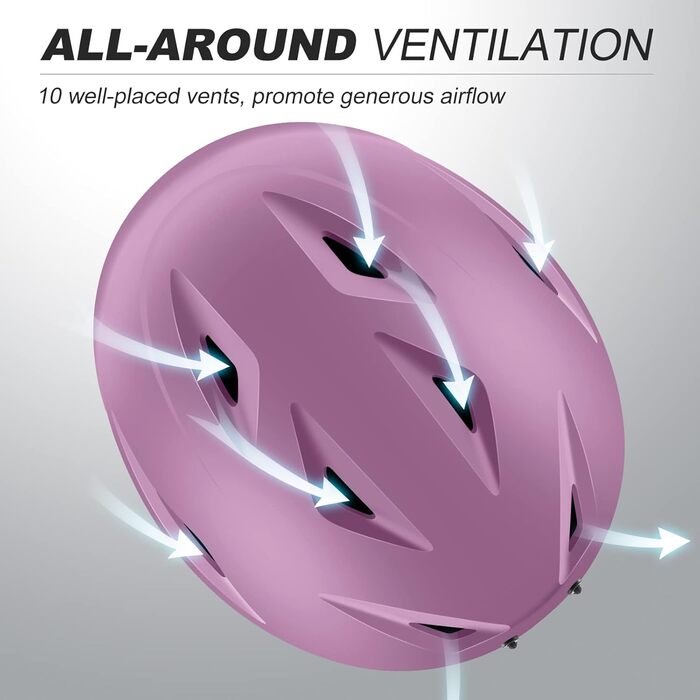 Шолом для лиж та сноуборду Odoland з маскою, захист UV 400, вітрозахист, розмір S (54-56 см), фіолетовий