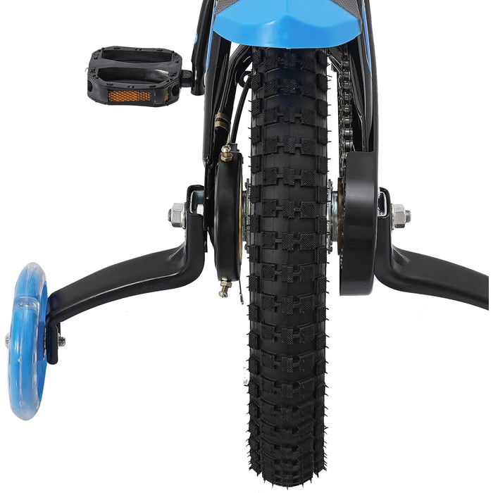 Дитячий велосипед 14 дюймів для хлопчиків та дівчаток 3-7 років, з додатковими колесами, регульована висота, з брудозахистом та пляшкою для води, для катання на відкритому повітрі