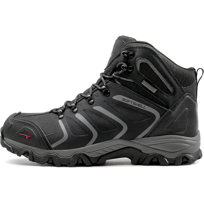 Чоловічі туристичні черевики NORTIV 8: водонепроникні трекінгові черевики для хайкінгу та альпінізму, чорно-темно-сірі, 43 EU