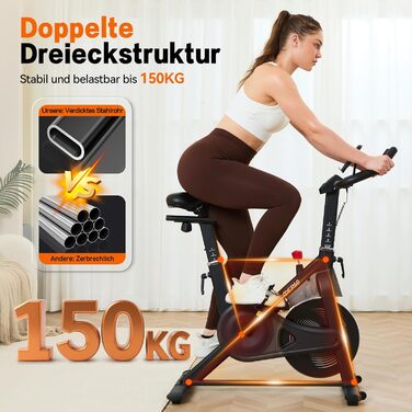 Велотренажер HXD-ERGO з регульованим магнітним опором, кардіотренування, фітнес-велосипед, 150 кг, чорний та червоний