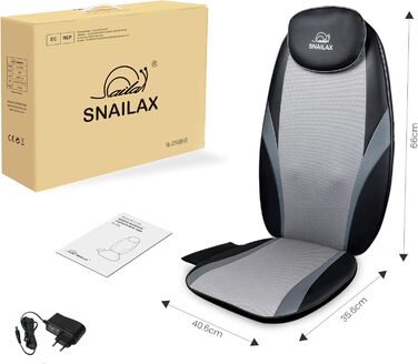 Масажне сидіння Snailax Shiatsu з підігрівом та вібрацією для шиї та спини, масажер для крісла, подарунок для чоловіків та жінок (40.5x35.5x66cm)