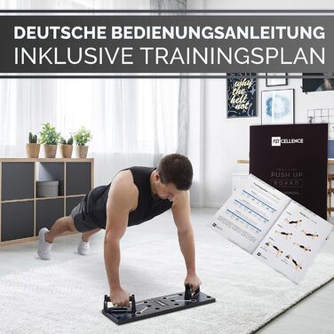 Складне дошка для віджимань 12-в-1 з планом тренувань - Преміум якість [Розроблено в Німеччині] з інструкцією для тренувань