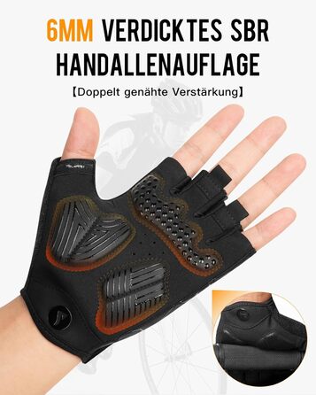 Велосипедні рукавички ATERCEL з відкритими пальцями для чоловіків та жінок - рукавички для MTB, їзди на велосипеді та фітнесу з SBR-подушками, чорний, розмір M