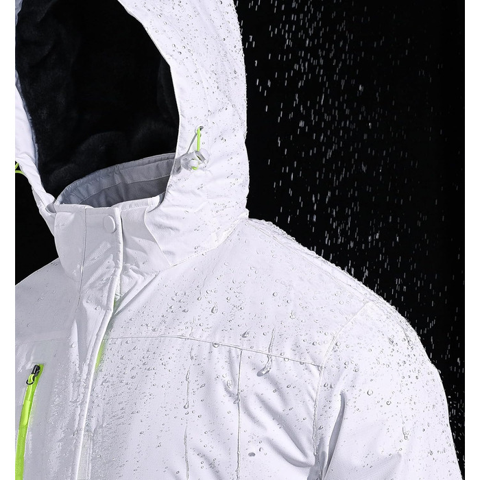 SPOSULEI Чоловіча зимова флісова куртка з підкладкою, тепла, для катання на лижах, на вулицю, вітронепроникна, водонепроникна, знімний капюшон, для походів (XL, білий)