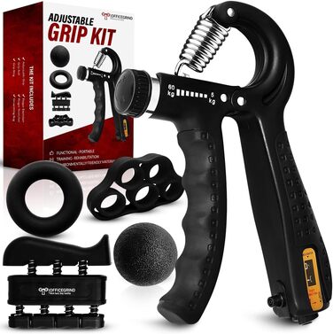 Регульований тренажер для рук Handtrainer з опором 4,5–59 кг, чорний. Для розвитку м'язів, реабілітації та зняття стресу