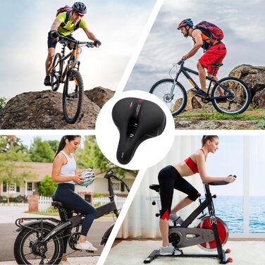 Зручний велосипедний сідло з амортизацією та дихаючим матеріалом. Потовщене та широке сідло для велосипеда з світловідбиваючим дизайном для нічних поїздок