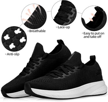 Жіночі спортивні кросівки для бігу та повсякденного носіння. Легкі, дихаючі, чорно-білі (36 EU)