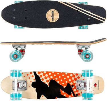 Скейтборд FunTomia Mini-Board Cruiser 57 см з 7-шарового канадського клена, підшипники Mach1 ABEC-9, помаранчевий, з LED колесами Petrol
