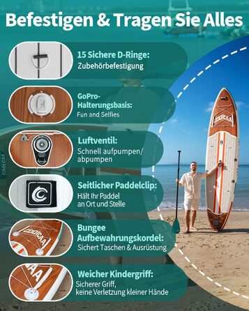 SUP дошка COOLCAA 355 см Timber Skiff надувна з аксесуарами та сумкою для дорослих, вантажопідйомність 222 кг, ширина 86 см