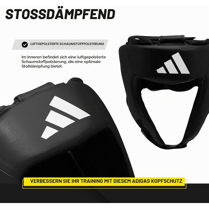 Захисний шолом для боксу та єдиноборств Adidas Hybrid 50, чорний — модель для початківців