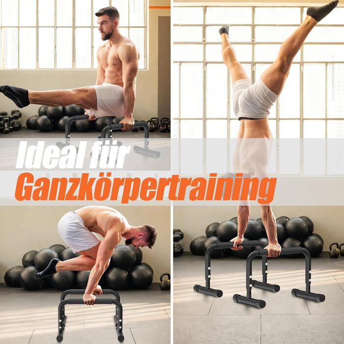 DH FitLife Регульовані бруси для калістеніки (30-35см) | 2-рівневі ручки для віджимань & паралелі | Бруси для віджимань з вагою до 200кг | Стриж для підтягувань для фітнесу та спорту | Для занять в приміщенні та на вулиці