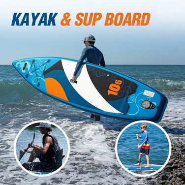 Надувний SUP-борд Zupapa 320/366см | Комплект для SUP та каякінгу | З аксесуарами (чорний, сірий, білий)