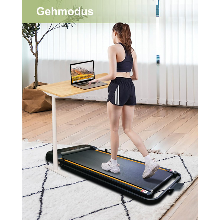 Біговий доріжка з нахилом для дому, складаний електричний walking pad з пультом дистанційного керування, Bluetooth та керуванням через додаток, подвійним амортизатором, без необхідності збирання