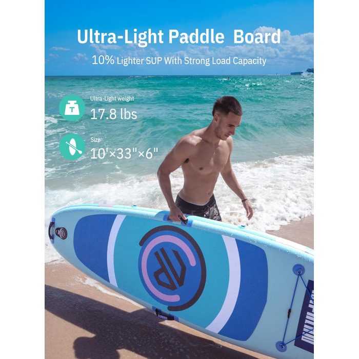 Надувний SUP дошка Niphean для SUP-серфінгу та йоги, 305 см, для початківців, з фіном StabilTrac