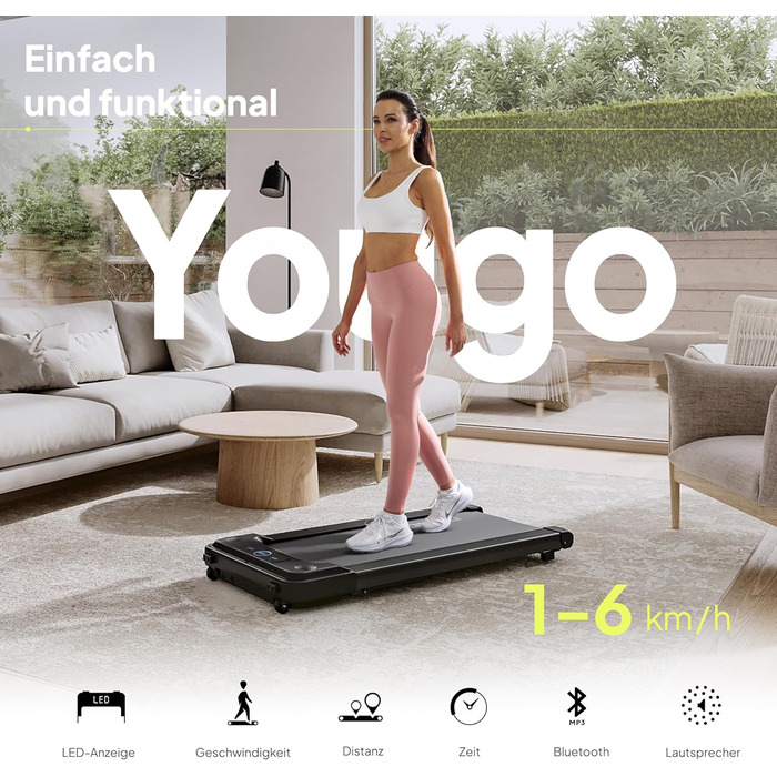 Електрична бігова доріжка ZIPRO YOUGO для дому, складна, компактна, для ходьби і бігу, під стіл, швидкість 1-6 км/год, до 110 кг, з пультом і LED-дисплеєм